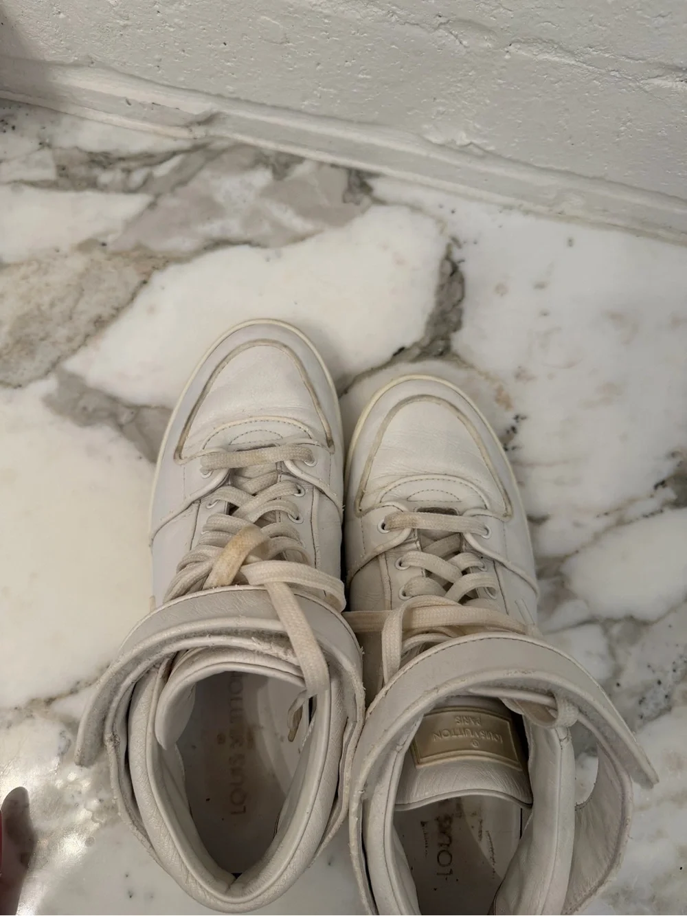 Louis Vuitton White Cream High-Top Sneakers